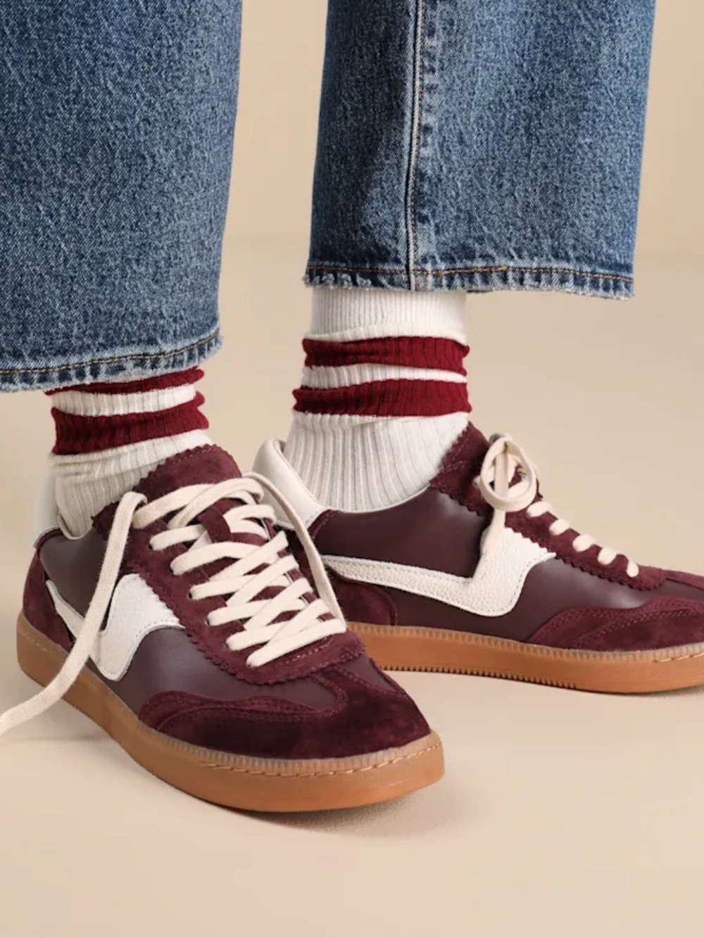 Dolce Vita Notice Sneakers Leather Suede Cranberry Maroon